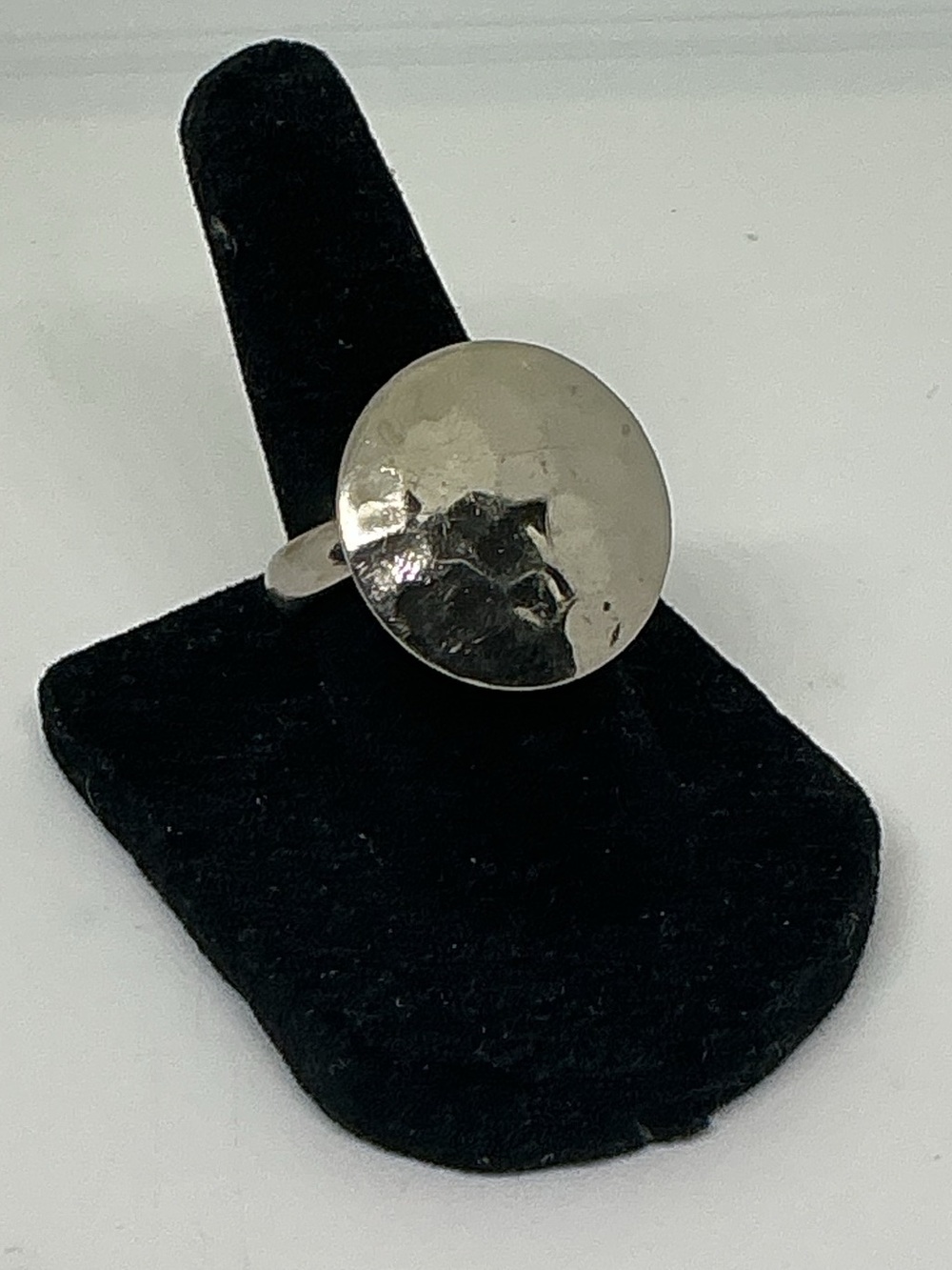 Artisan Hammered Silver Tone Disc Ring